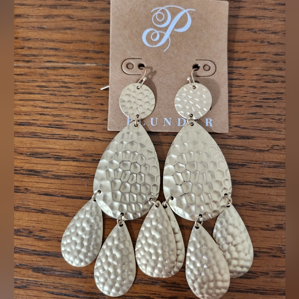 Plunder Design Gold Hammered Earrings. Never worn. Excellent Condition